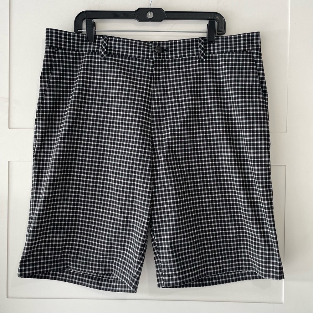 Adidas men’s plaid golf performance fabric shorts black 15988